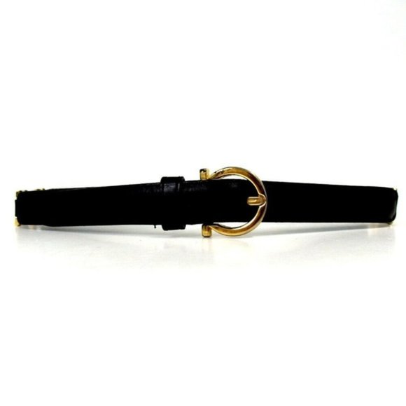 Salvatore Ferragamo Gancini Black Leather Belt gol - Picture 2 of 7
